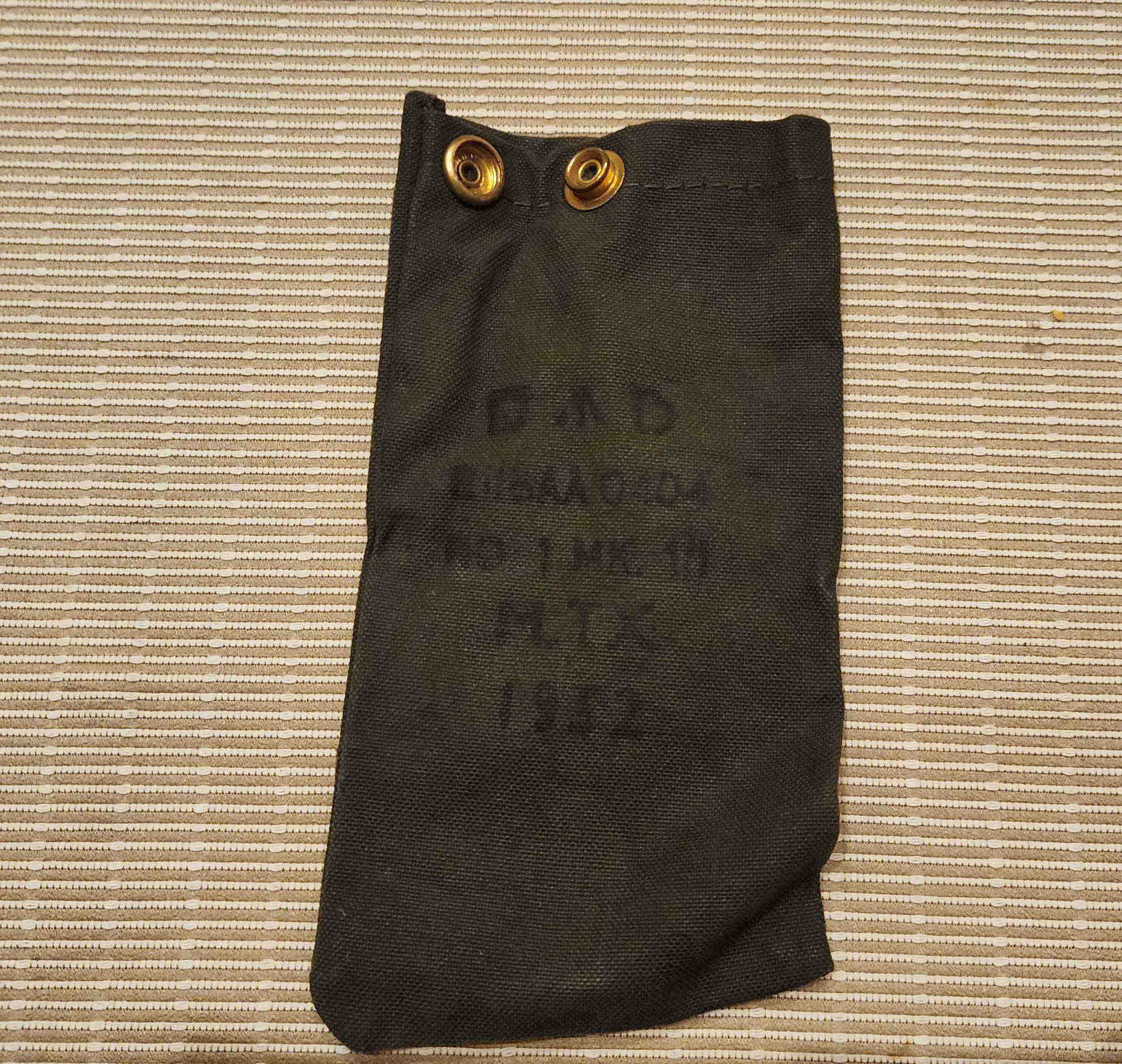 1952 Enfield muzzle cover with D↑D, AA 0404 and MTX 1952 markings