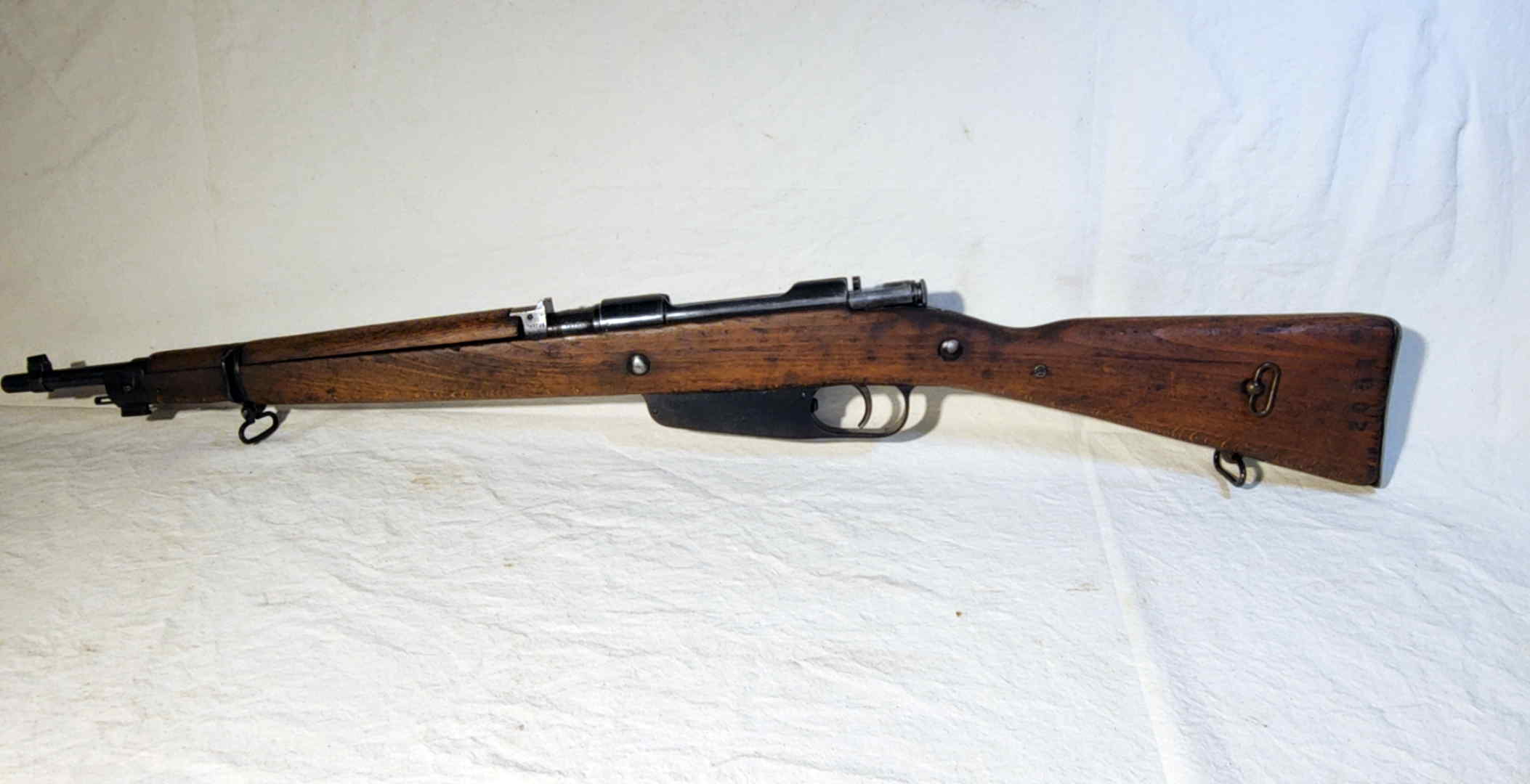 Full left-side view of Carcano M38 T.S. 8mm carbine serial 2062