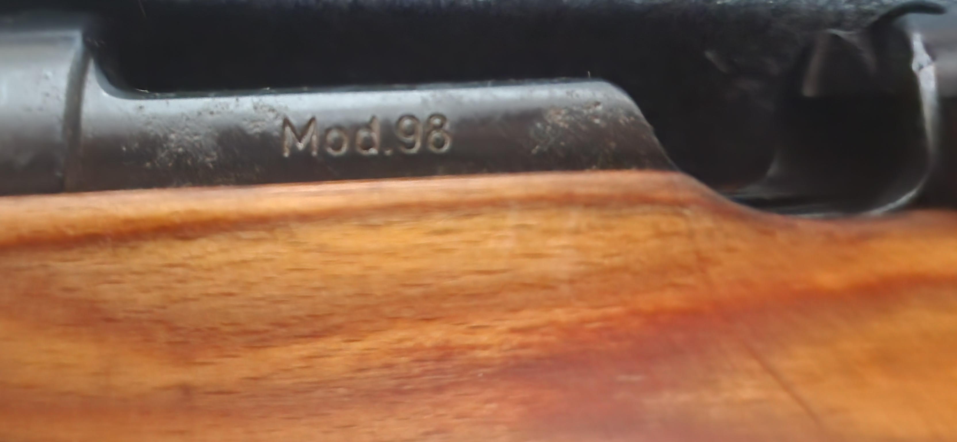 Serial number and proof marks near the receiver, showing eagle proof and Waffenamt stamps