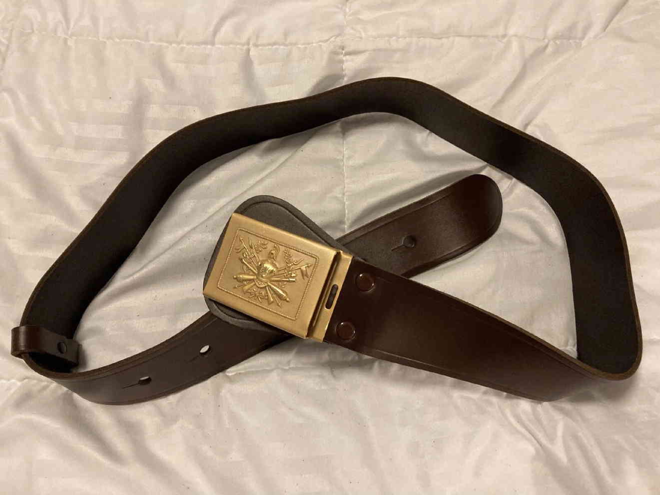 Italian leather service belt with brass buckle