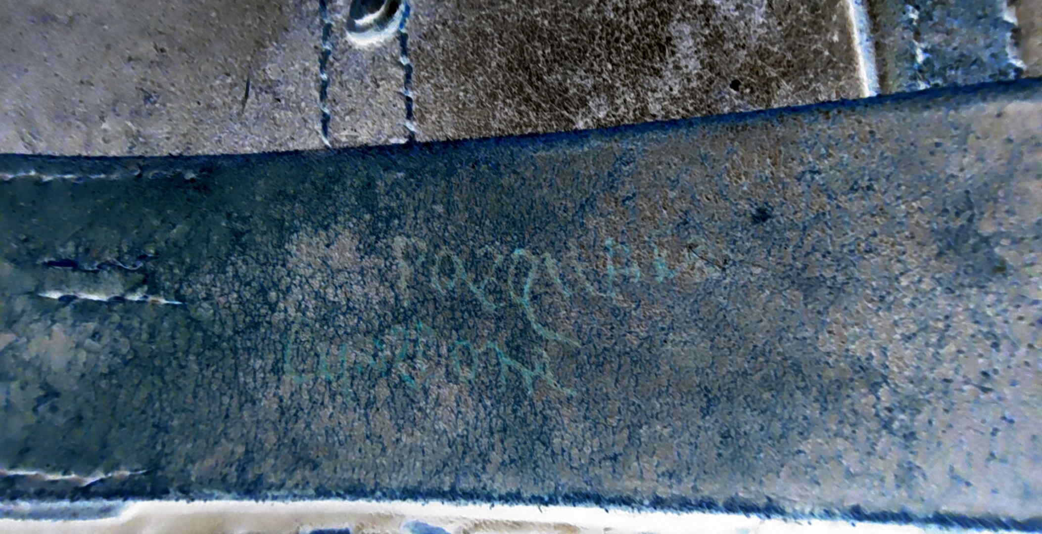 Enhanced view of the Pasquale Cundari inscription in an Italian cavalry bandolier