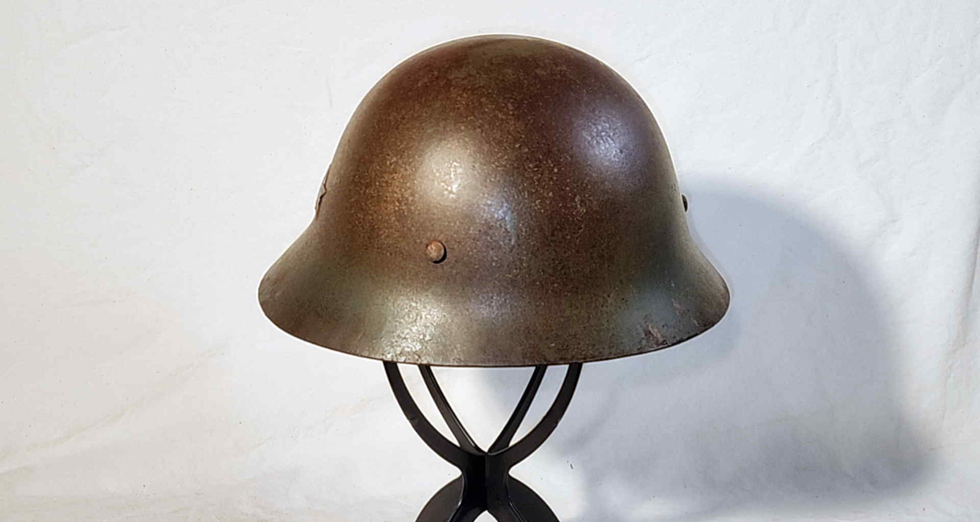 Left side view of Japanese civilian home defense helmet