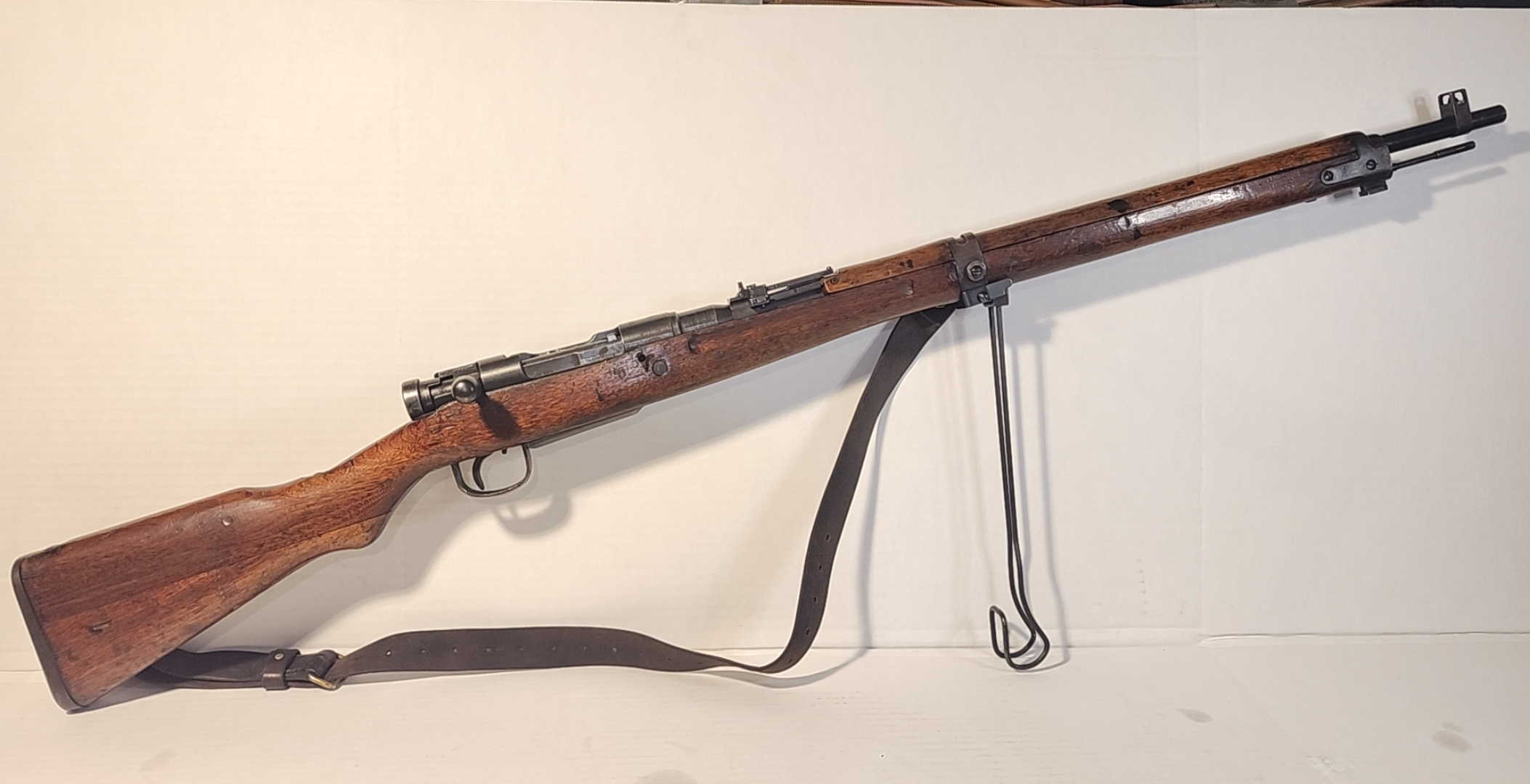 Arisaka Type 99 short rifle, right side view with folding monopod visible