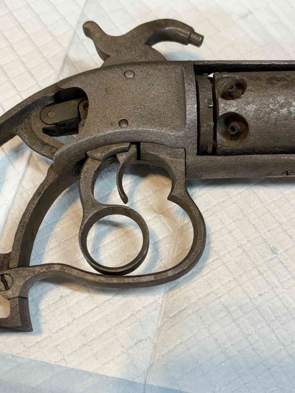 Ring lever and trigger detail after cleaning