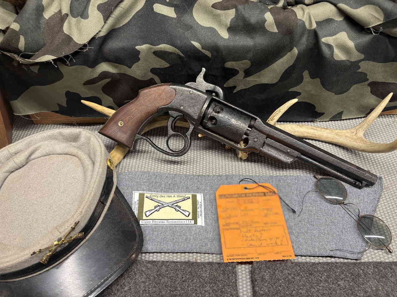 New walnut grips fitted and finished on the revolver