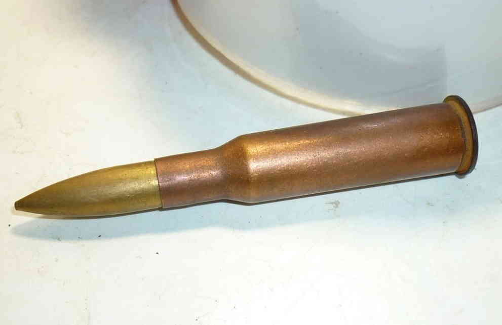Side profile of 7.62×54mmR cartridge with standard L light-ball spitzer