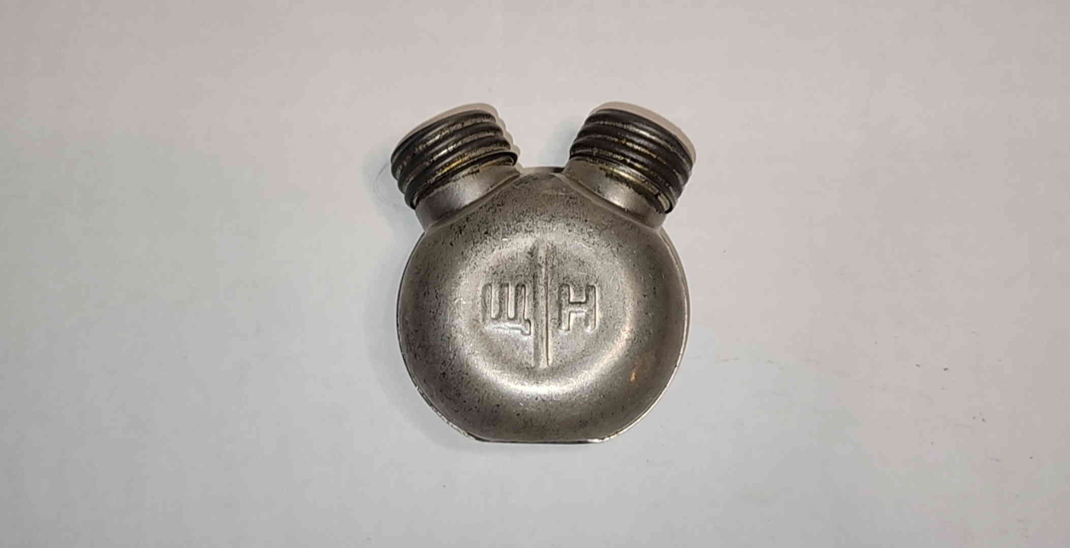 Dual-chamber Soviet Mosin oil bottle marked Щ and Н