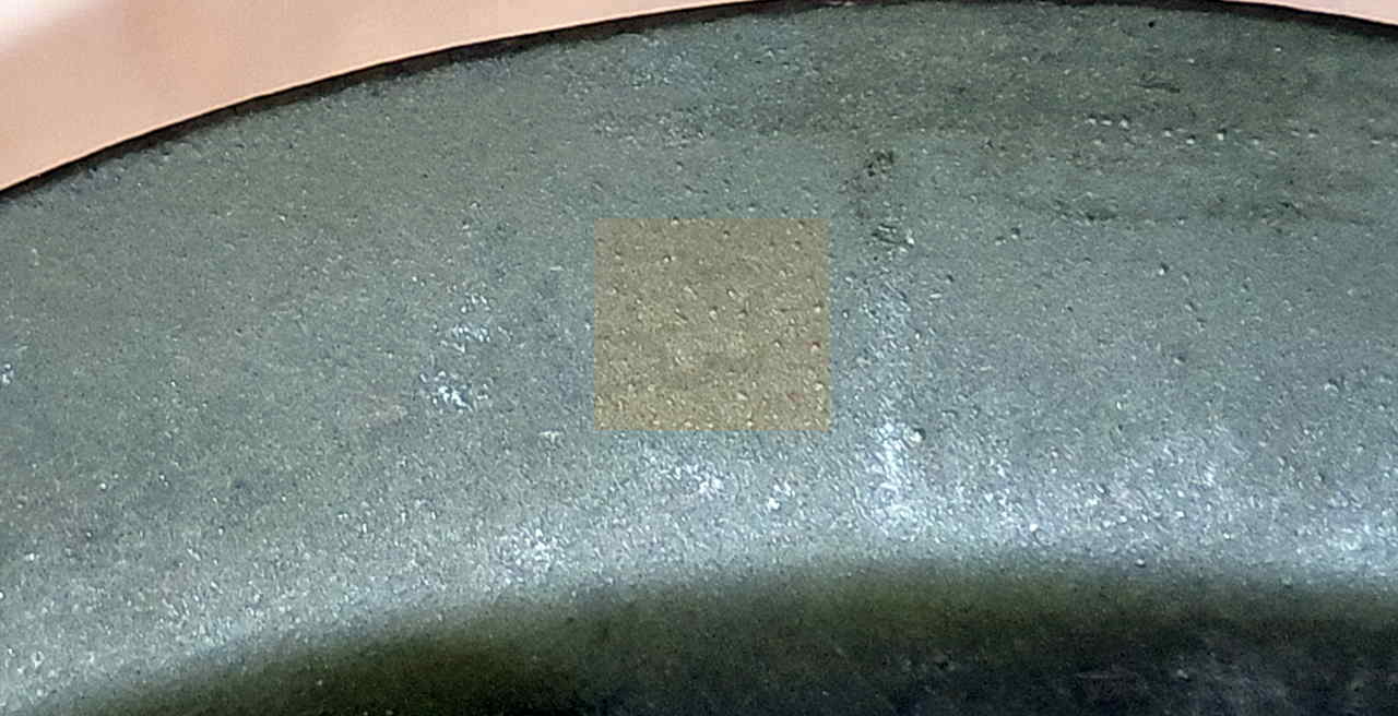 Under-visor area showing a faint stamped star acceptance mark